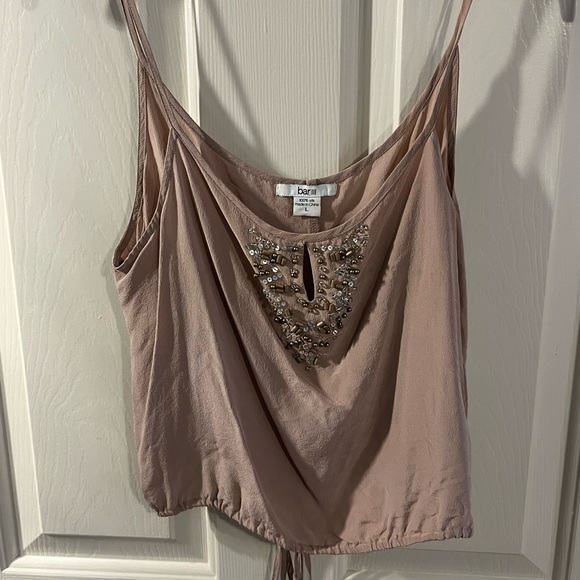 Gorgeous silk Nordstrom crop top, beaded size L fits like S or M - Picture 1 of 3